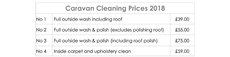 caravan cleaning prices Old Oaks 2018